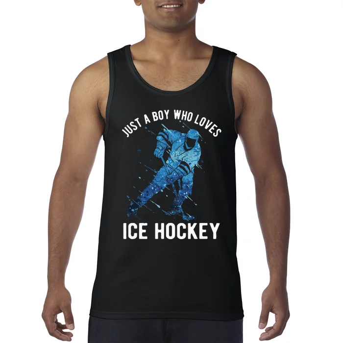 Just A Boy Who Loves Ice Hockey Tank Top