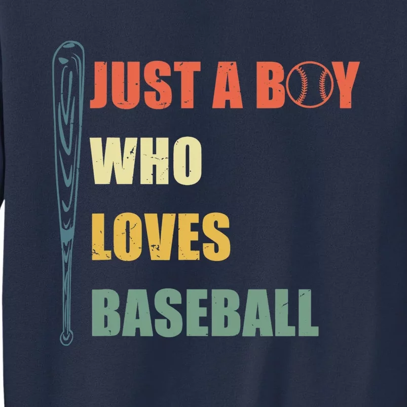 Just A Boy Who Loves Baseball Funny Retro Baseball Sweatshirt