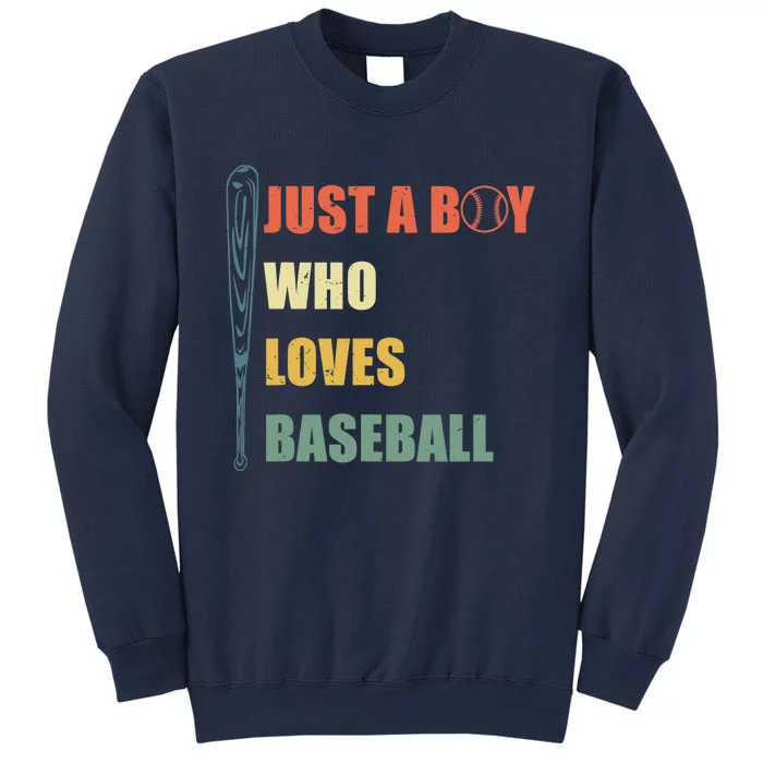 Just A Boy Who Loves Baseball Funny Retro Baseball Sweatshirt