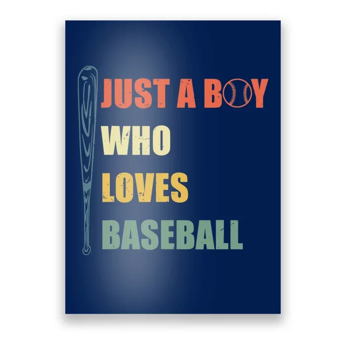 Just A Boy Who Loves Baseball Funny Retro Baseball Poster