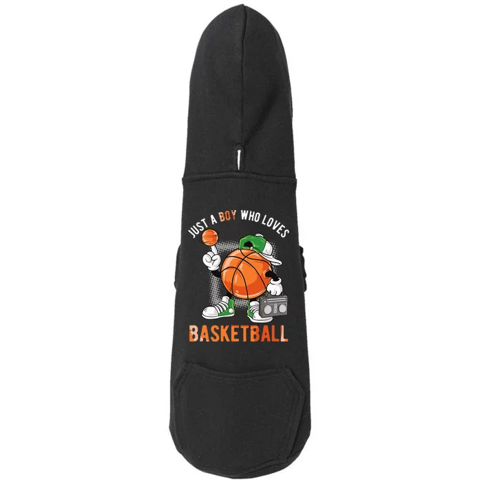 Just A Boy Who Loves Basketball Doggie 3-End Fleece Hoodie