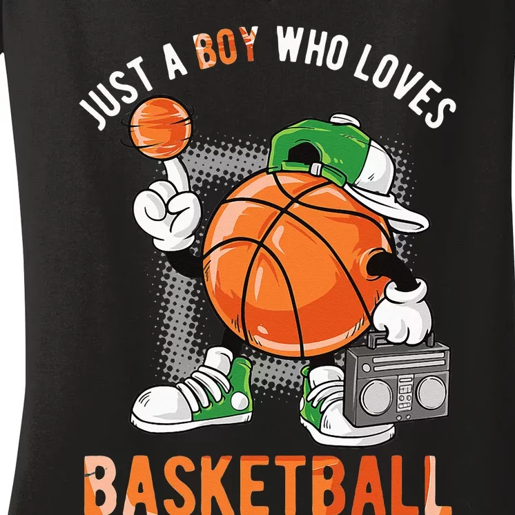 Just A Boy Who Loves Basketball Women's V-Neck T-Shirt