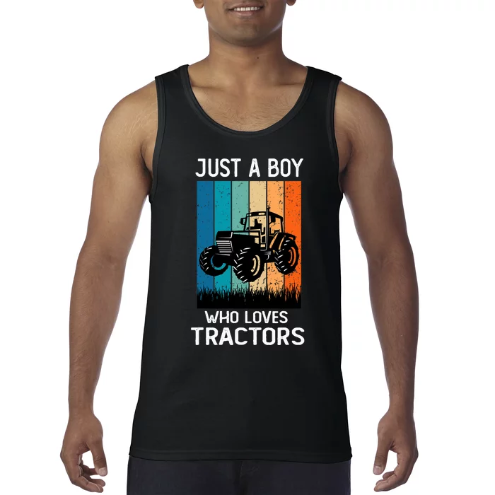 Just A Boy Who Loves Tractors Farm Lifestyle Boy Tank Top