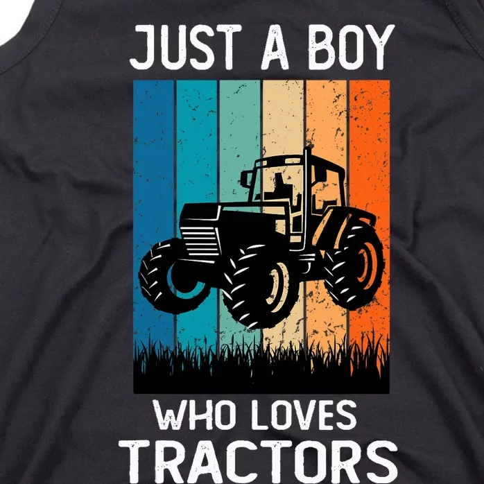 Just A Boy Who Loves Tractors Farm Lifestyle Boy Tank Top