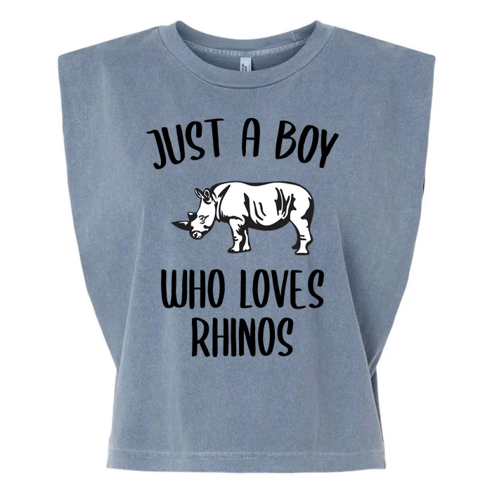 Just A Boy Who Loves Rhinos Animal Gift TShirt Funny RHINO Garment-Dyed Women's Muscle Tee