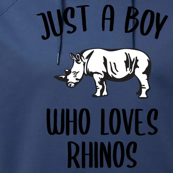 Just A Boy Who Loves Rhinos Animal Gift TShirt Funny RHINO Performance Fleece Hoodie