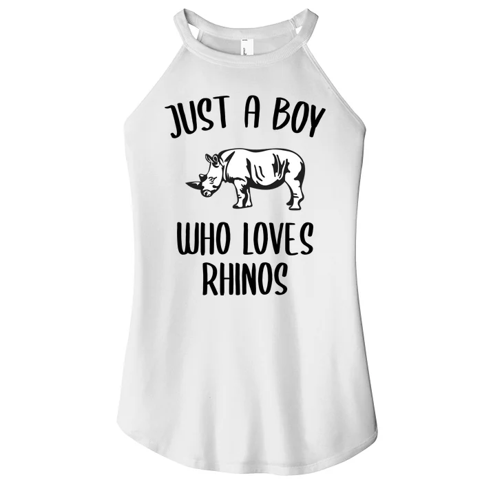 Just A Boy Who Loves Rhinos Animal Gift TShirt Funny RHINO Women’s Perfect Tri Rocker Tank