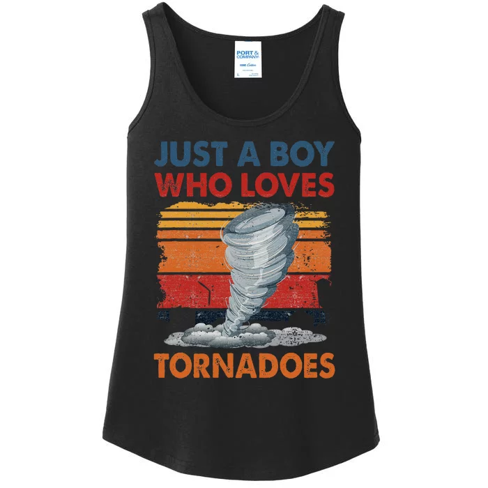 Just A Boy Who Loves Tornado Weather Storm Tornado Chaser Ladies Essential Tank