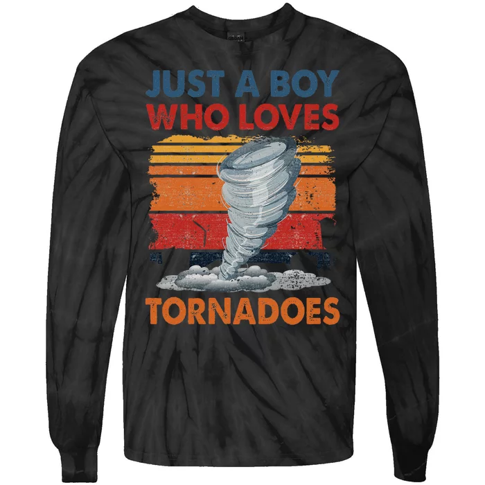 Just A Boy Who Loves Tornado Weather Storm Tornado Chaser Tie-Dye Long Sleeve Shirt