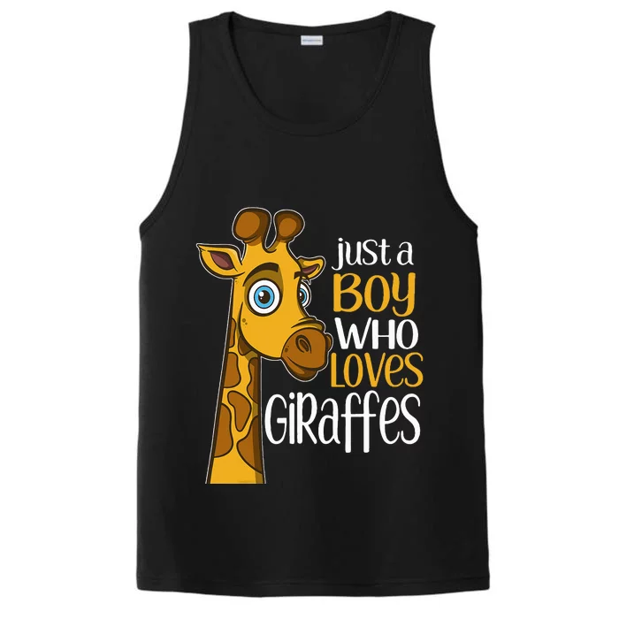 Just A Boy Who Loves Giraffes Funny Giraffe Performance Tank