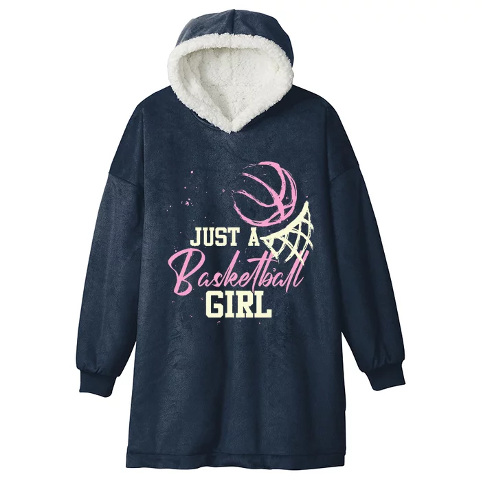 Just A Basketball Girl Basketball Hooded Wearable Blanket