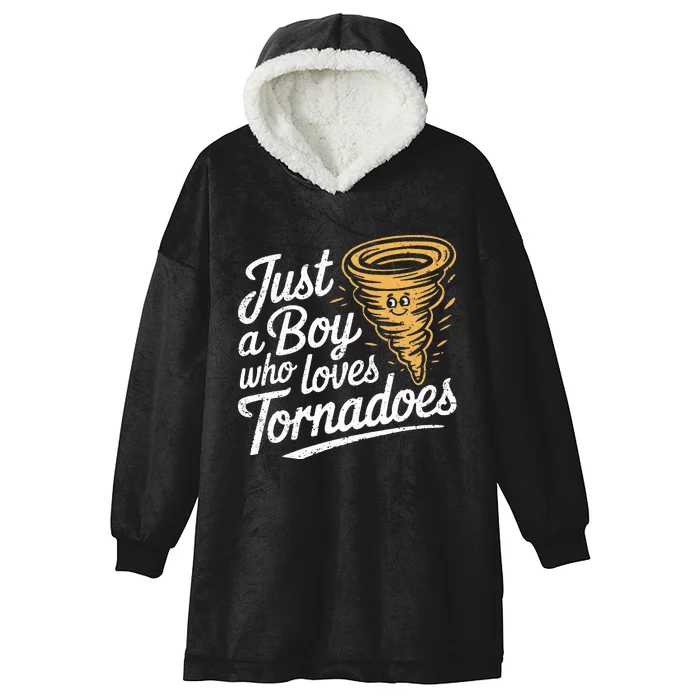 Just A Boy Who Loves Tornadoes Hurricane Weather Chaser Hooded Wearable Blanket