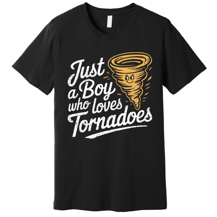 Just A Boy Who Loves Tornadoes Hurricane Weather Chaser Premium T-Shirt