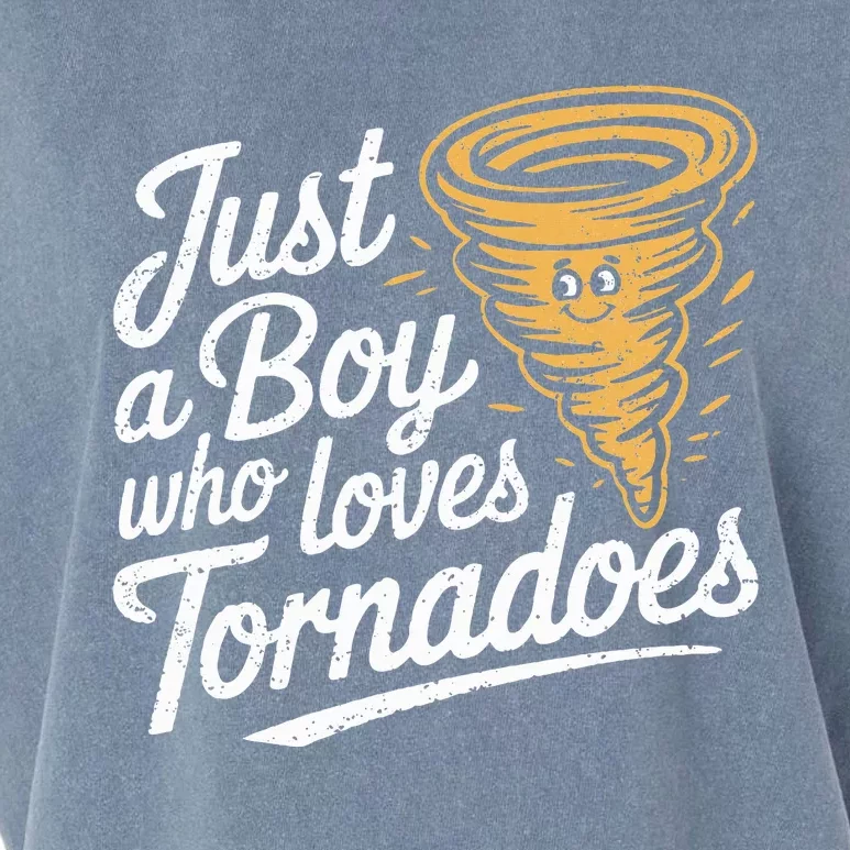 Just A Boy Who Loves Tornadoes Hurricane Weather Chaser Garment-Dyed Women's Muscle Tee