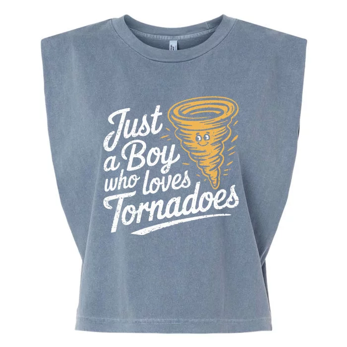 Just A Boy Who Loves Tornadoes Hurricane Weather Chaser Garment-Dyed Women's Muscle Tee