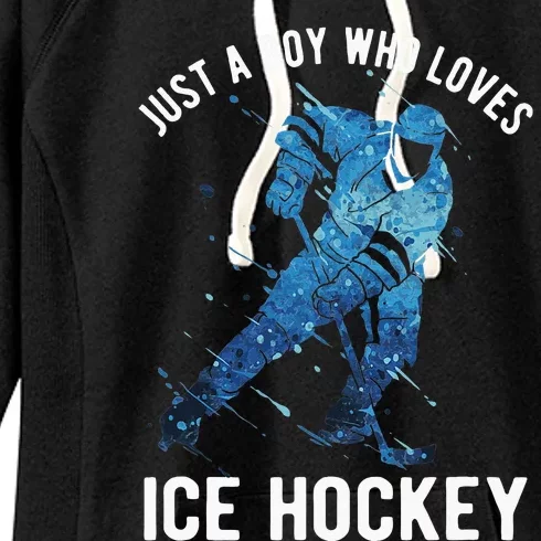 Just A Boy Who Loves Ice Hockey Women's Fleece Hoodie