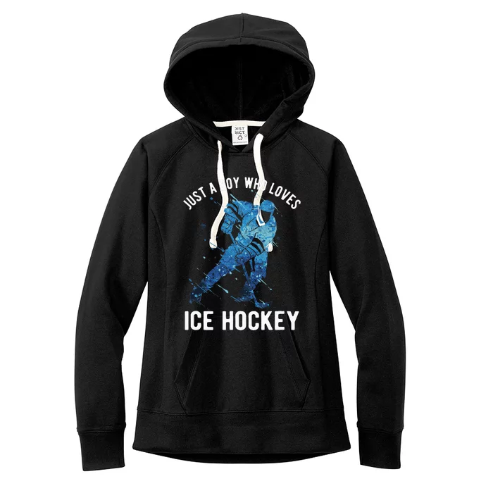 Just A Boy Who Loves Ice Hockey Women's Fleece Hoodie