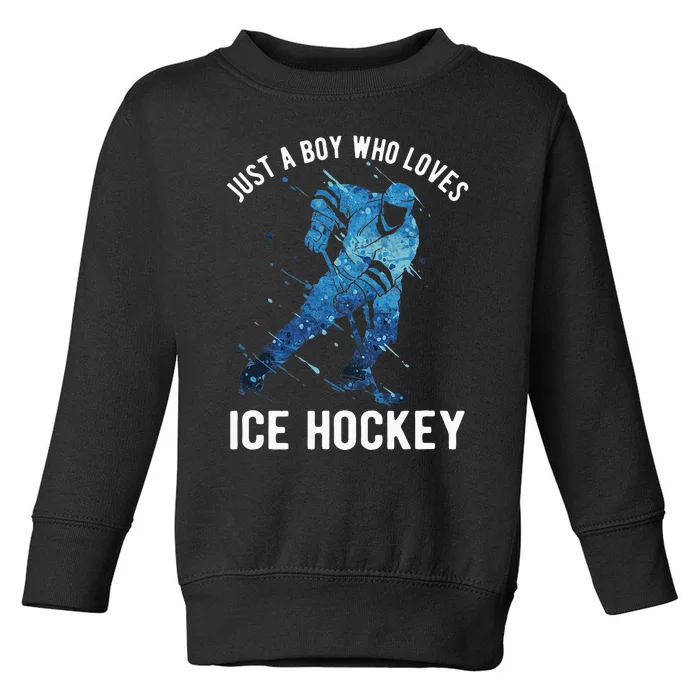 Just A Boy Who Loves Ice Hockey Toddler Sweatshirt