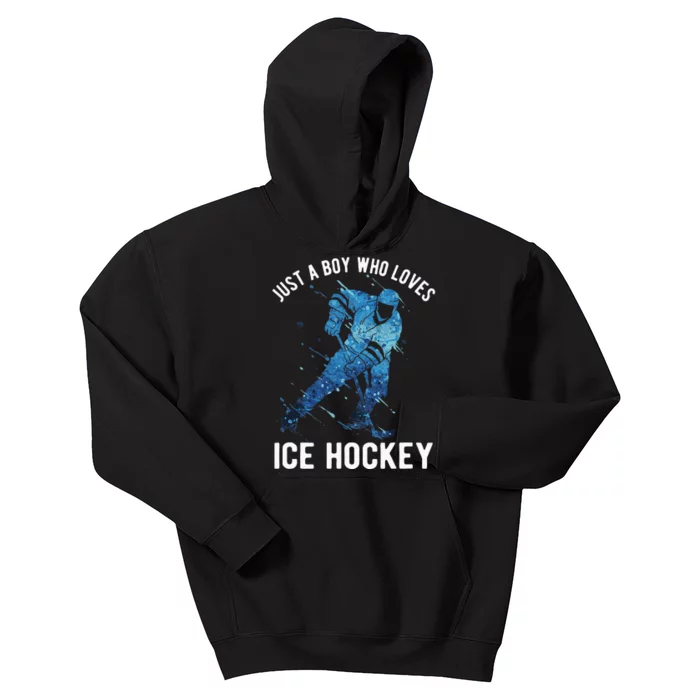 Just A Boy Who Loves Ice Hockey Kids Hoodie