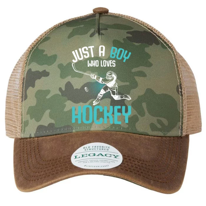 Just a Boy who loves Hockey Player Ice Hockey Boy Legacy Tie Dye Trucker Hat