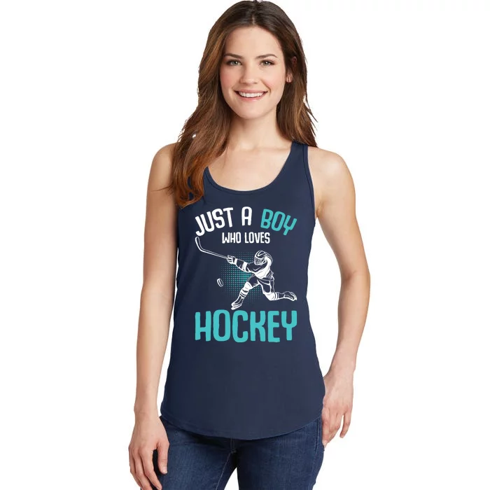 Just a Boy who loves Hockey Player Ice Hockey Boy Ladies Essential Tank