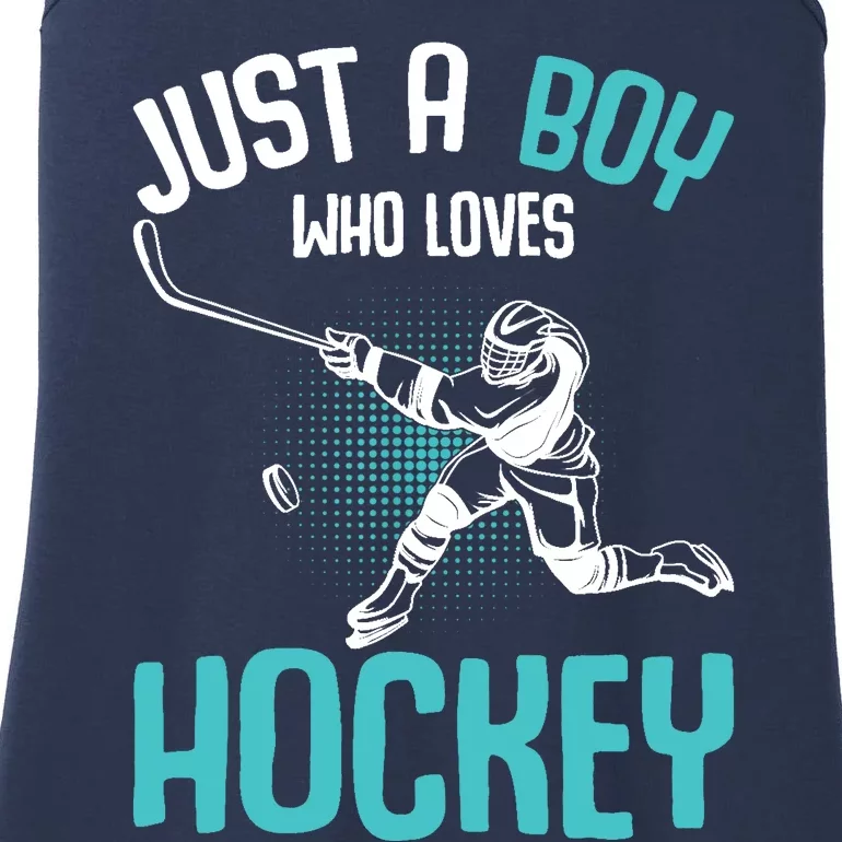 Just a Boy who loves Hockey Player Ice Hockey Boy Ladies Essential Tank