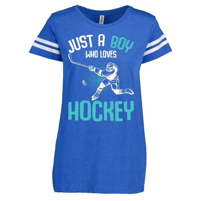 Just a Boy who loves Hockey Player Ice Hockey Boy Enza Ladies Jersey Football T-Shirt