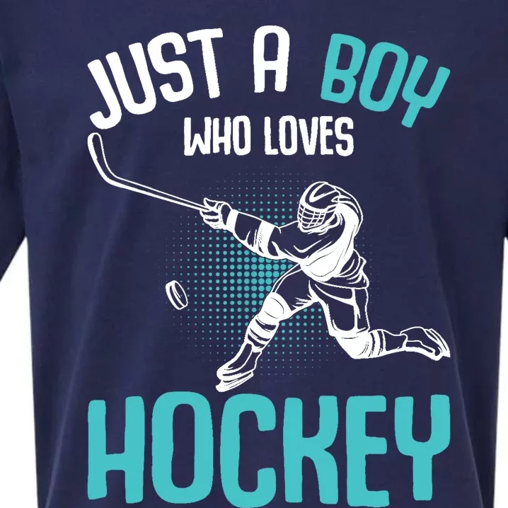 Just a Boy who loves Hockey Player Ice Hockey Boy Sueded Cloud Jersey T-Shirt