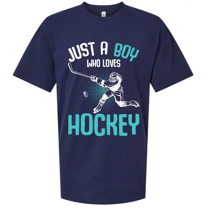 Just a Boy who loves Hockey Player Ice Hockey Boy Sueded Cloud Jersey T-Shirt