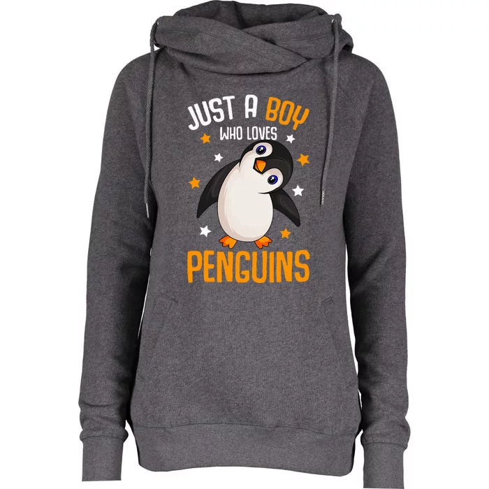 Just A Boy Who Loves Penguins Penguin Lover Womens Funnel Neck Pullover Hood