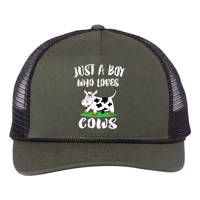 Just A Boy Who Loves Cows Animal Farm Retro Rope Trucker Hat Cap