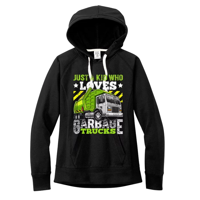 Just A Boy Who Loves Garbage Trucks Women's Fleece Hoodie