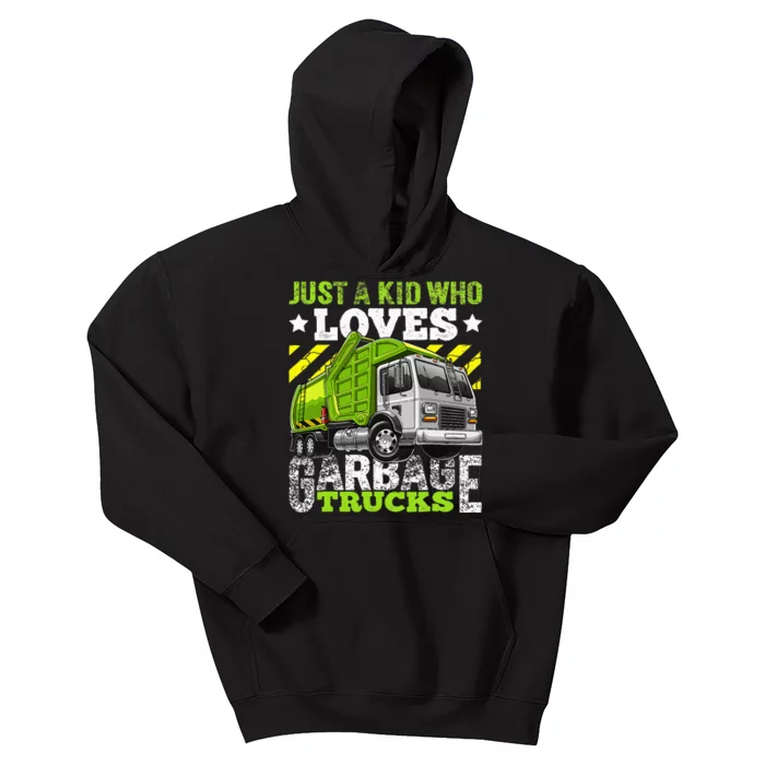 Just A Boy Who Loves Garbage Trucks Kids Hoodie