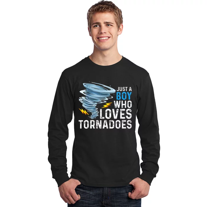 Just A Boy Who Loves Tornadoes Storm Weather Chaser Long Sleeve Shirt