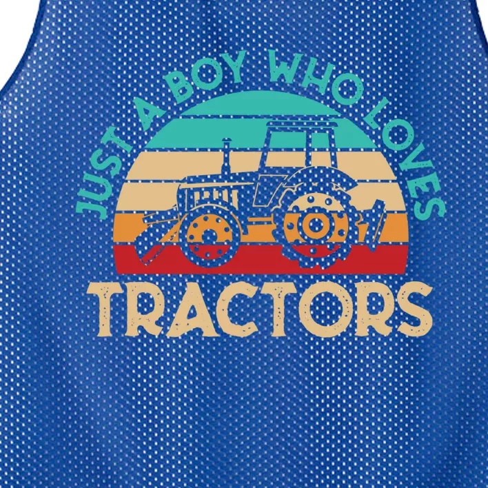 Just A Boy Who Loves Tractors Farmer Gift Mesh Reversible Basketball Jersey Tank