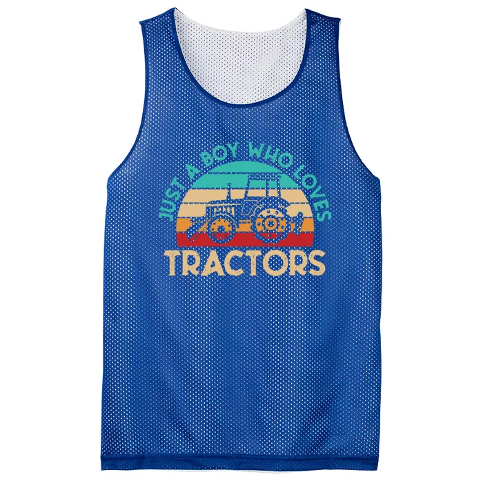 Just A Boy Who Loves Tractors Farmer Gift Mesh Reversible Basketball Jersey Tank