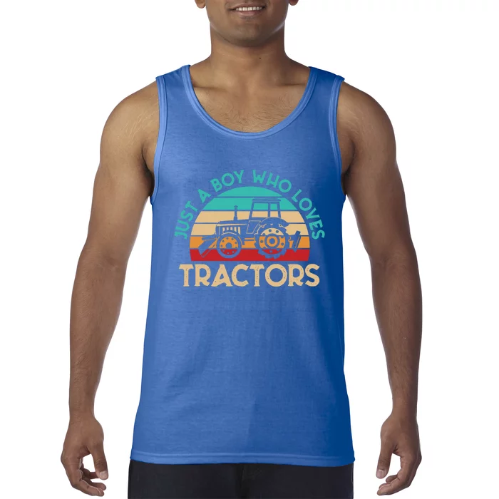 Just A Boy Who Loves Tractors Farmer Gift Tank Top