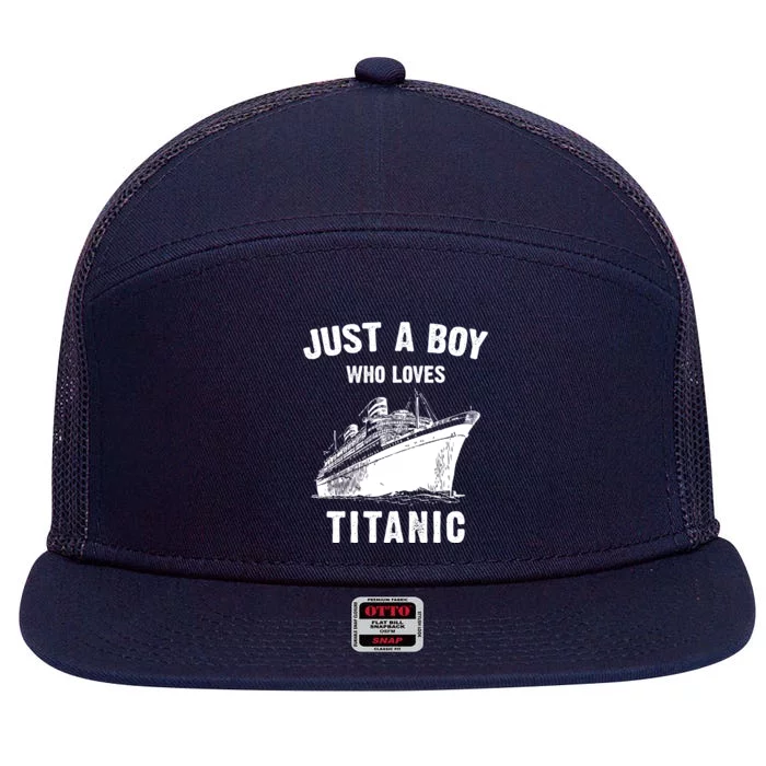 Just A Boy Who Loves Titanic 7 Panel Mesh Trucker Snapback Hat