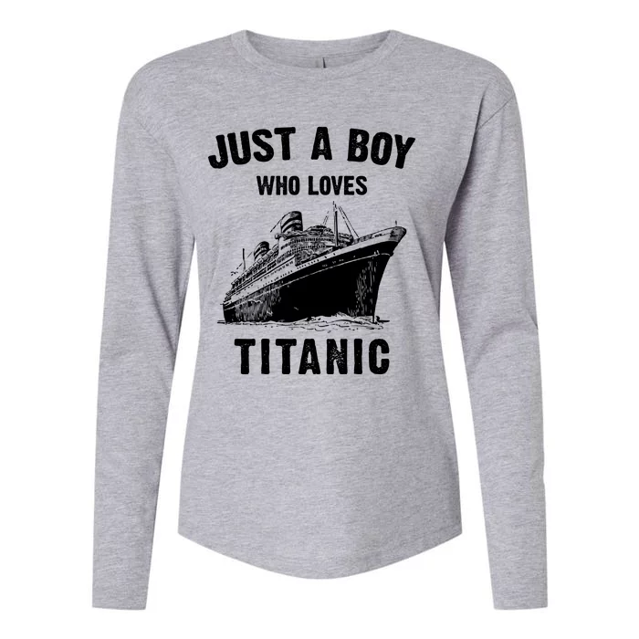 Just A Boy Who Loves Titanic Womens Cotton Relaxed Long Sleeve T-Shirt