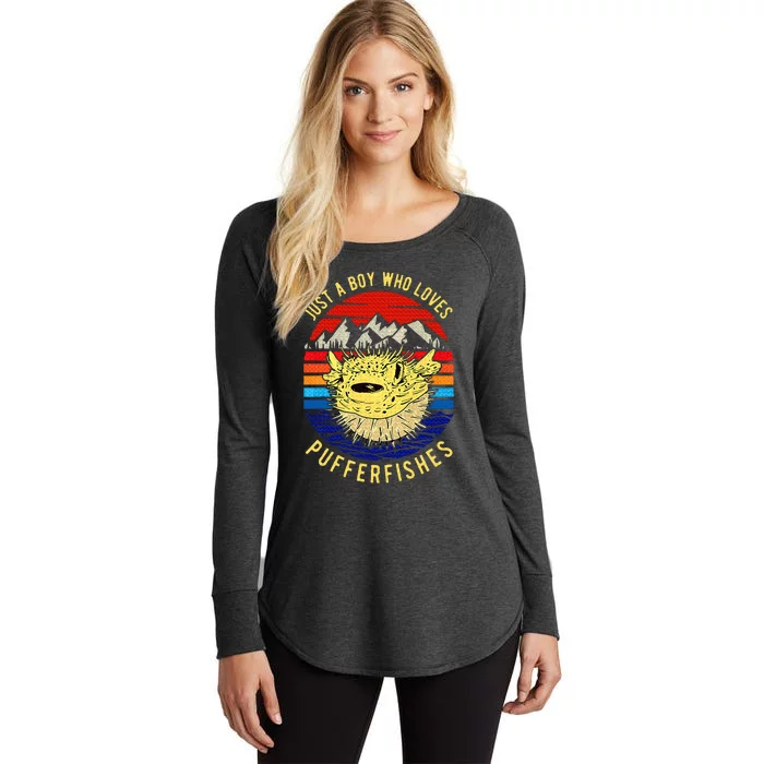 Just A Boy Who Loves Pufferfishes Puffer Fish Women's Perfect Tri Tunic Long Sleeve Shirt