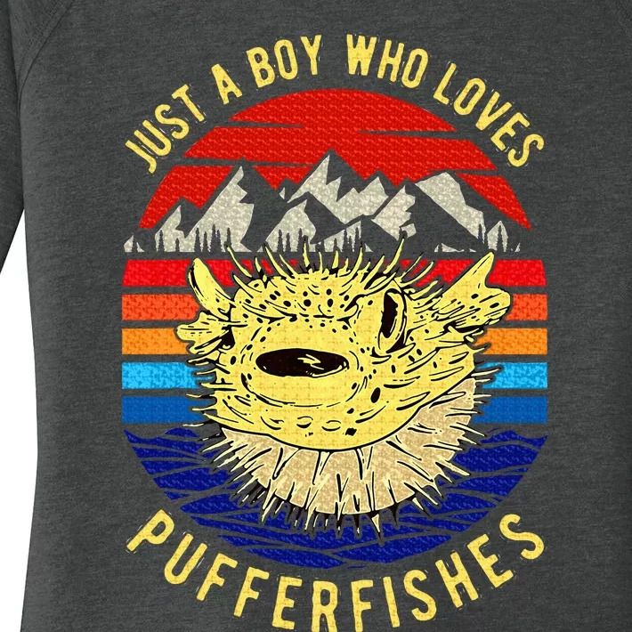 Just A Boy Who Loves Pufferfishes Puffer Fish Women's Perfect Tri Tunic Long Sleeve Shirt