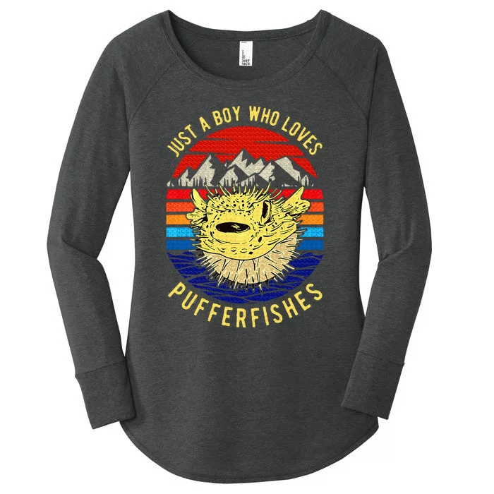 Just A Boy Who Loves Pufferfishes Puffer Fish Women's Perfect Tri Tunic Long Sleeve Shirt