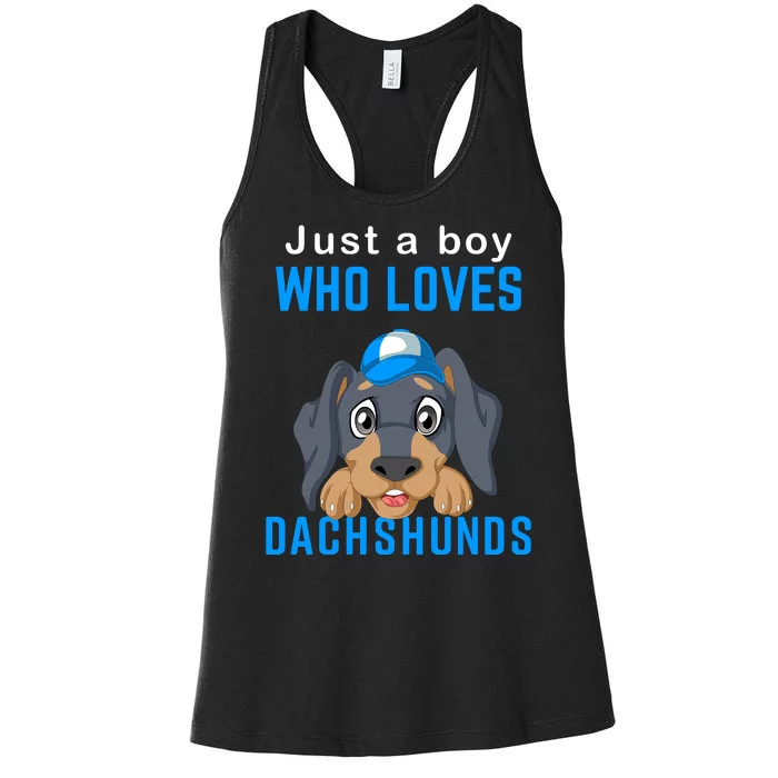 Just A Boy Who Loves Dachshunds Women's Racerback Tank