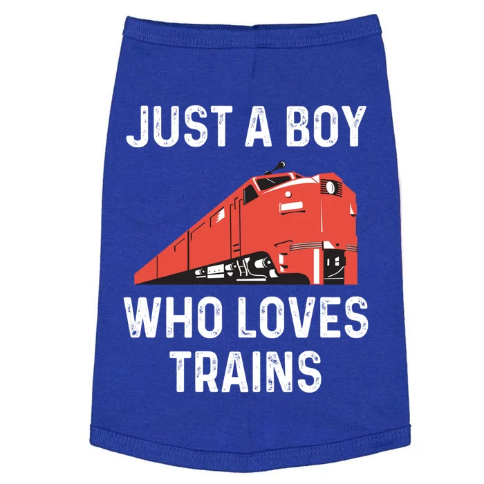 Just A Boy Who Loves Trains Great Gift Cool Boys Trainspotting Gift Doggie Tank