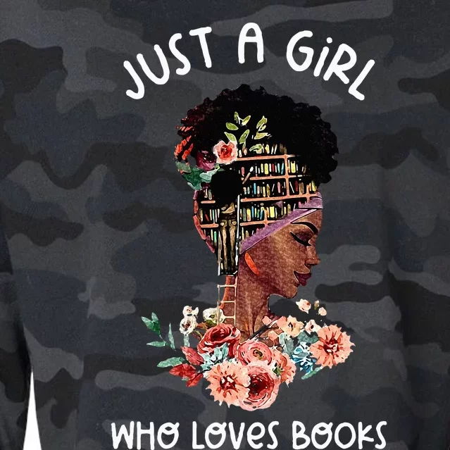 Just Afro Black Girl Who Loves Reading Books Bookish Reader Cropped Pullover Crew