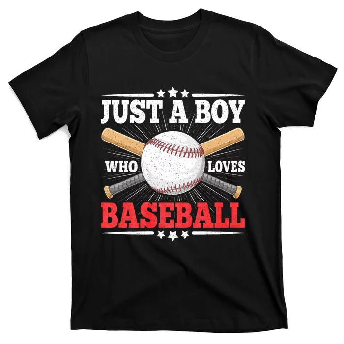 Just A Boy Who Loves Baseball Funny Baseball Player T-Shirt