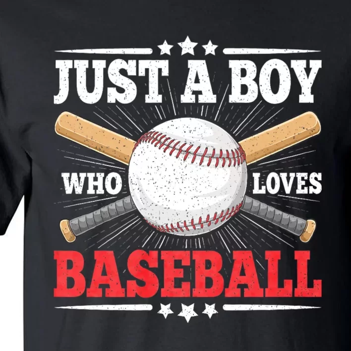 Just A Boy Who Loves Baseball Funny Baseball Player Tall T-Shirt