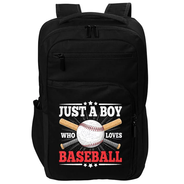 Just A Boy Who Loves Baseball Funny Baseball Player Impact Tech Backpack