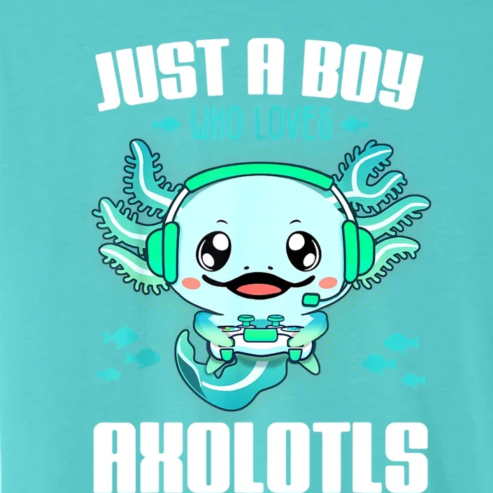 Just A Boy Who Loves Axolotls Funny Axolotl Gamer Kids Boys ChromaSoft Performance T-Shirt