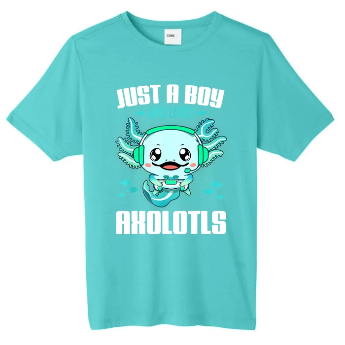 Just A Boy Who Loves Axolotls Funny Axolotl Gamer Kids Boys ChromaSoft Performance T-Shirt